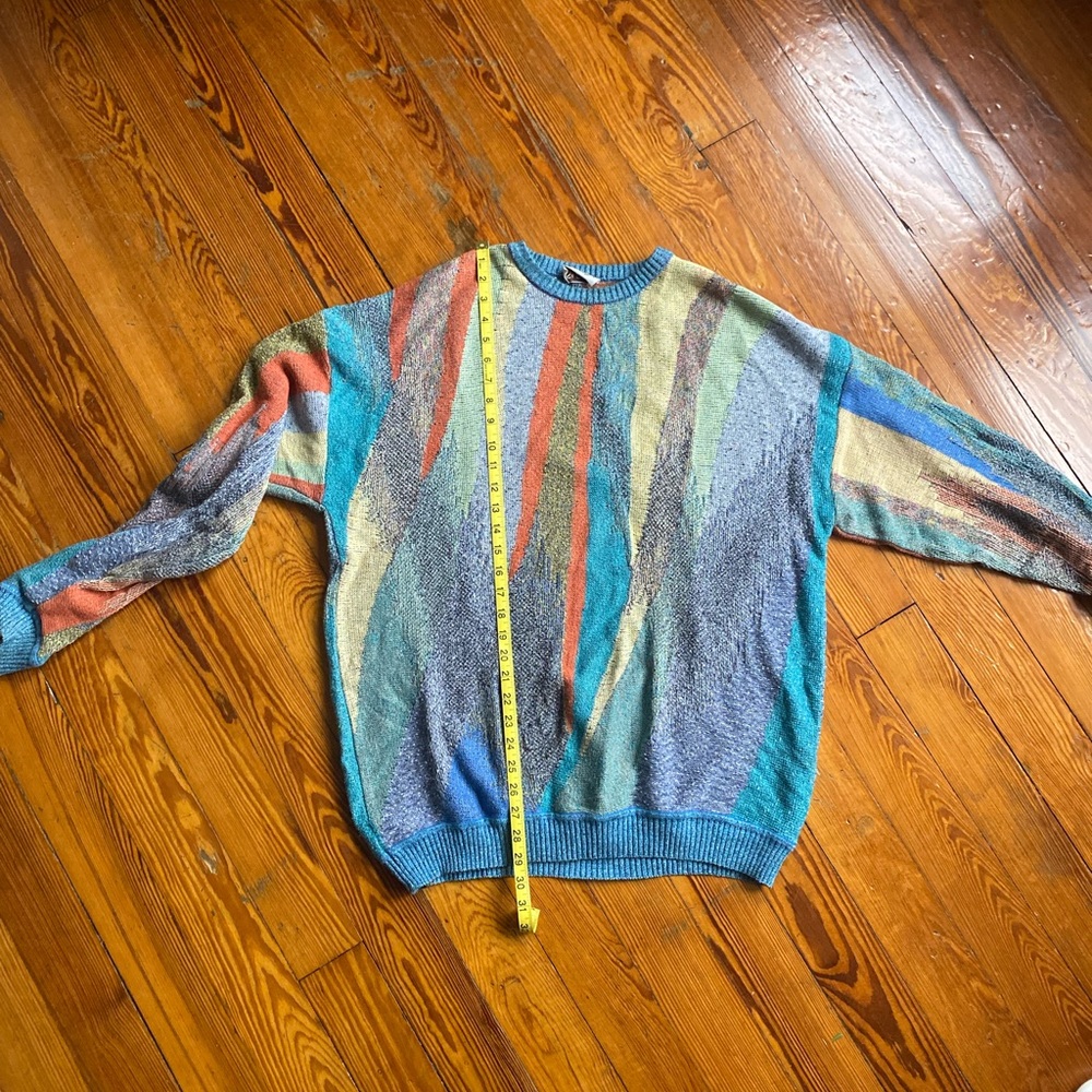 Multicolor Abstract Pattern Sweater - Vibrant Blu… - image 1